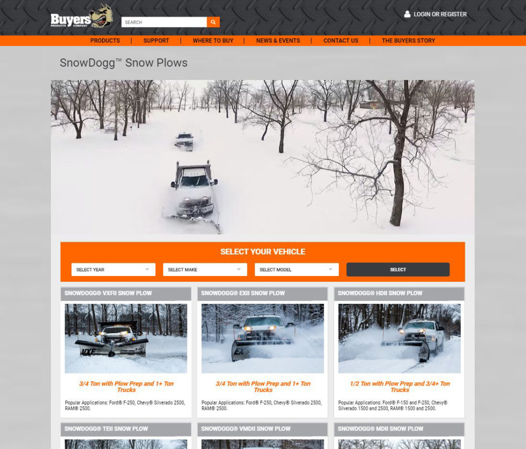 Buyers Products website snow plow finder