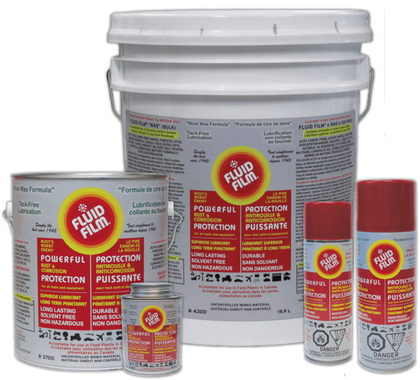 Fluid Film Rust Protection comes in many sizes