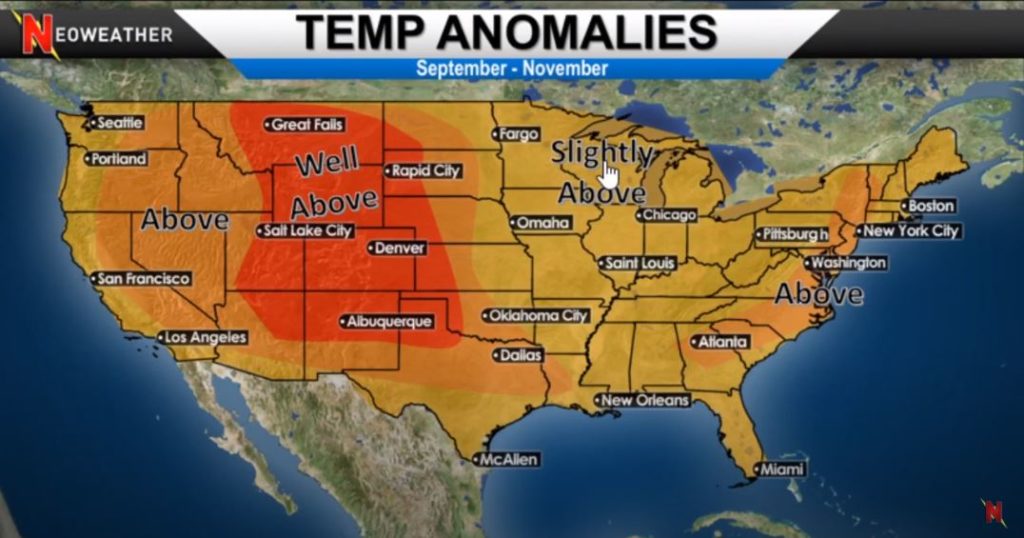 Fall 2020 Long Range Temp Anomalies Map
