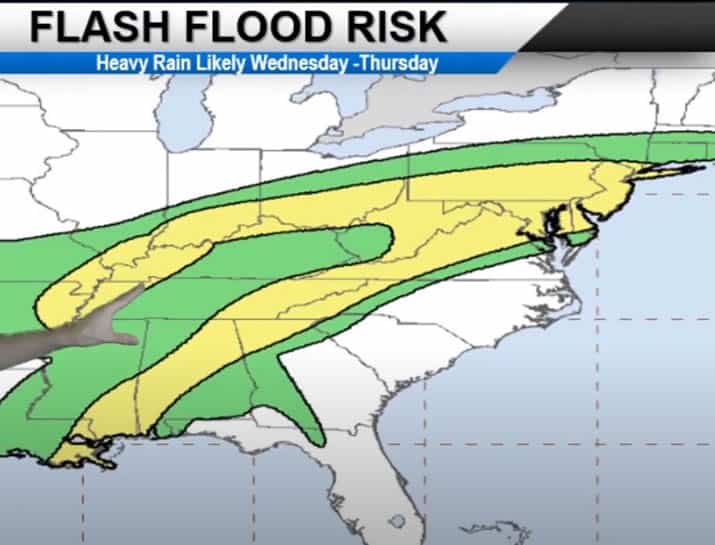 Map of Hurricane Zeta flash flood risk